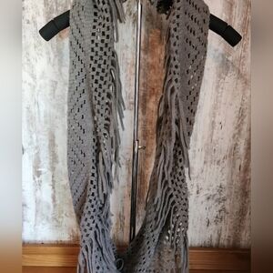 Gray Crochet Knit Scarf